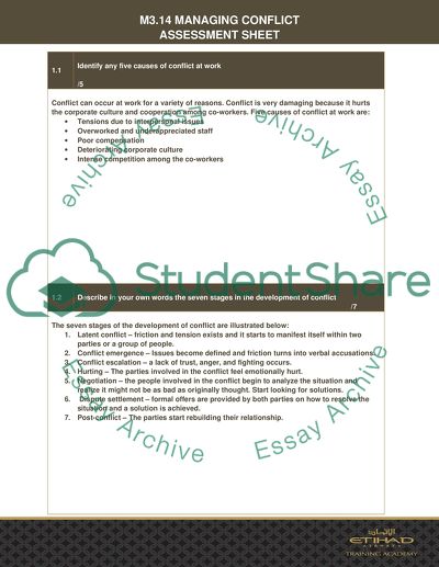Managing conflicts assessment