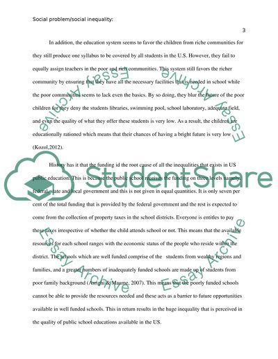 Identify a social problem or social inequality