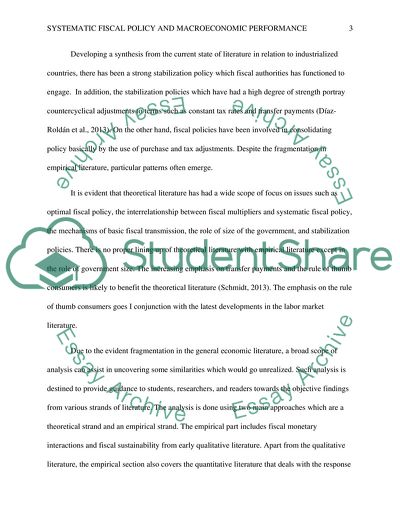 Systematic Fiscal Policy and Macroeconomic Performance