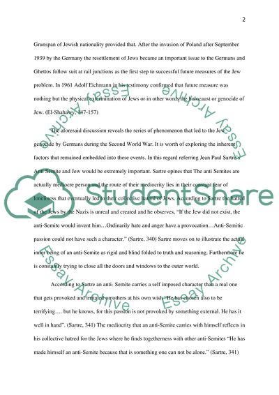 Holocaust analysing genocide represented by Levi and Sartre