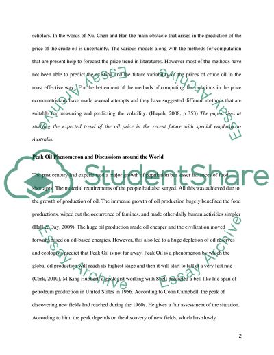 Peak Oil Phenomenon and Issues