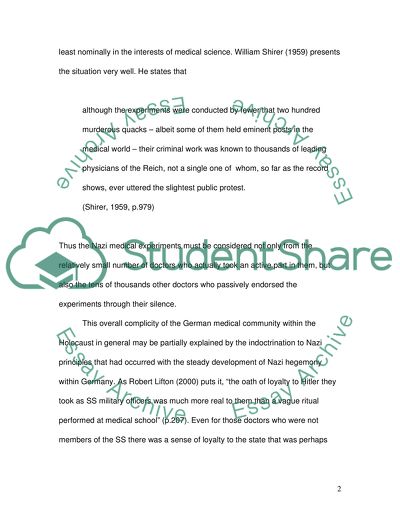 The role of the Nazi medical professionals in the Holocaust