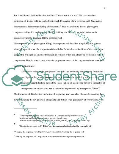 Limited Liability Doctrine