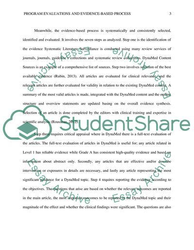 Program Evaluations and Evidence-Based Process