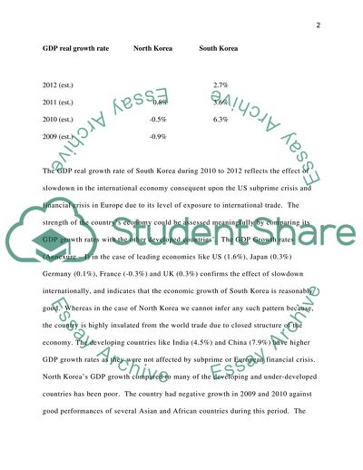Economics Assessment of South Korea and North Korea