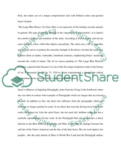 Petroglyph Park by Jaune Quick-to-See Smith and The large Blue Horses byFranz Marc