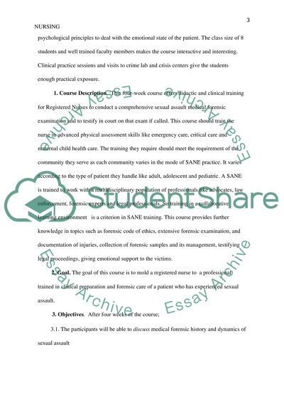 Sexual Assault Nurse Examiner Course Design