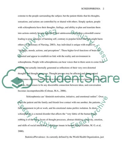 Special Needs Pathway: Schizophrenia