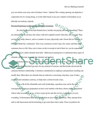 Service Encounter Jounals (Service Marketing)