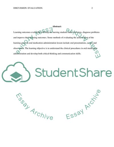 Learning Outcomes Evaluation