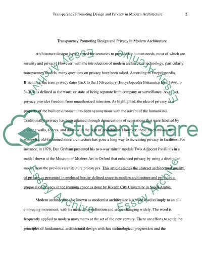 Transparency Promoting Design and Privacy in Modern Architecture