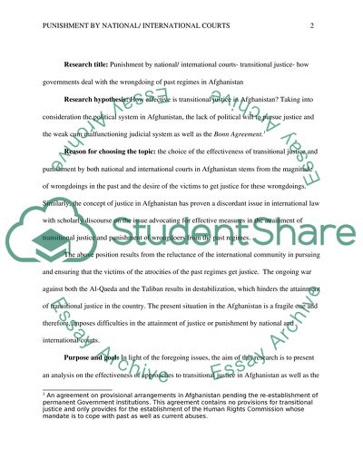 Punishment by national/ international courts - transitional justice. Afghanistan