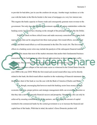 Banking Sector Analysis in Inside Job