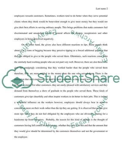 Giving Tip as the Appreciation of a Person for the Services