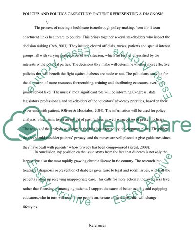 Policies and Politics - Patient Representing a Diagnosis