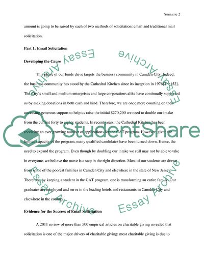 Direct Solicitation and Making the Case for Cathedral Kitchens Culinary Arts Training Program