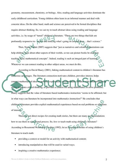 The Use of Childrens Books in Early Childhood Mathematics