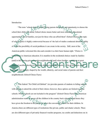 School Choice by the Parents