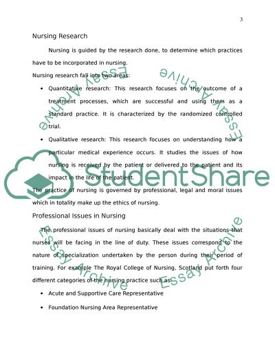 Professional, Legal and Moral Issues in Nursing