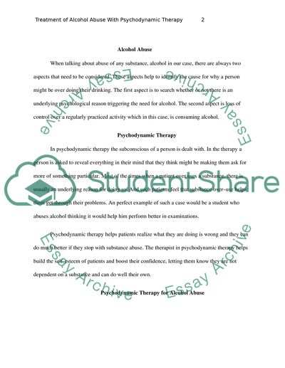 Treatment of Alcohol Abuse with Psychodynamic Therapy