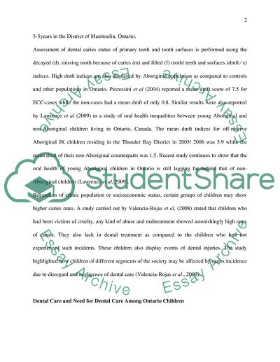 Prevalence and Incidence of Dental Caries in Canada