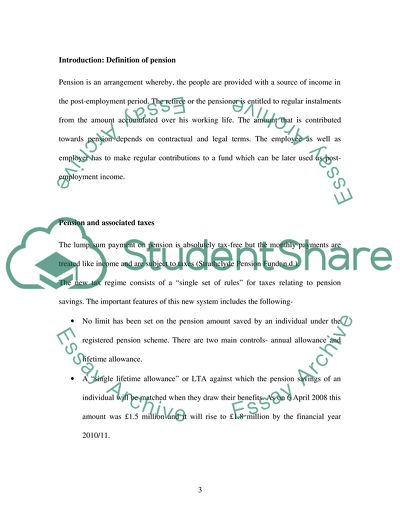 Pension and Taxation