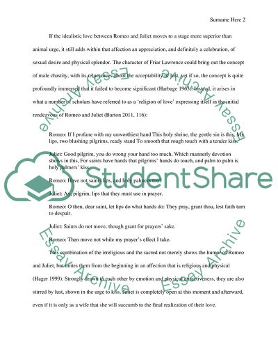 Romeo and Juliet: the Carnal Desire and Physical Violence