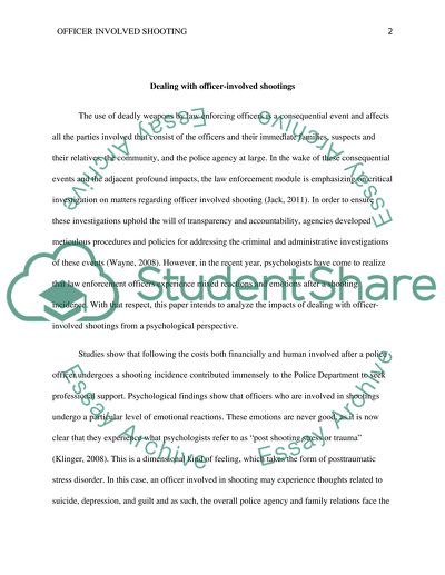 The Use of Deadly Weapons by Law Enforcing Officers