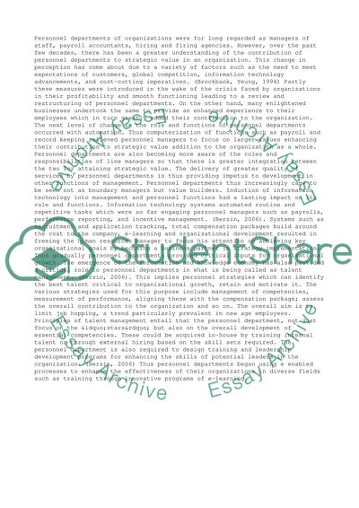 The Role of the Personnel Department in an Organisation