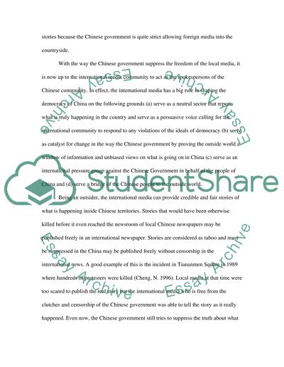 The Contribution of the International Media Towards a More Democratic China