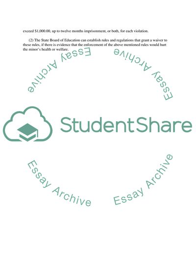 Employment of Minors between the Ages of 12 and 18