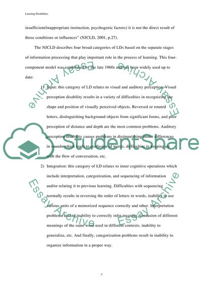Estimates of Learning Disabilities
