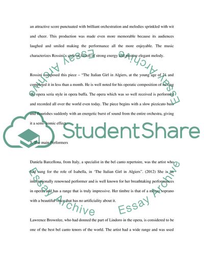 A Concert Report The Italian Girls in Algiers