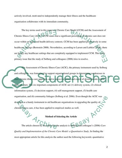 Care Quality and Implementation of the Chronic Care Model