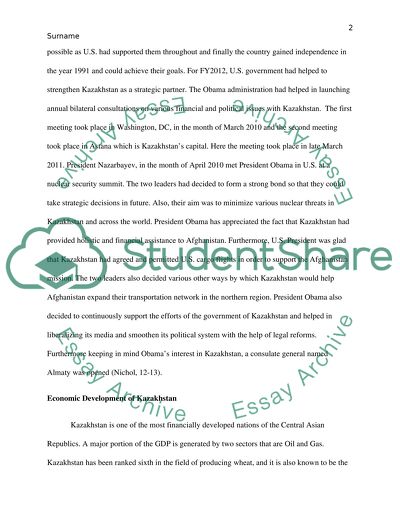 US Policy toward the Kazakhstan