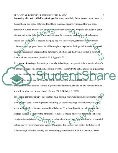 Prosocial behaviours in Early Childhood