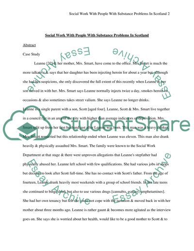 Running Head: Social Work With People With Substance Problems In Scotland