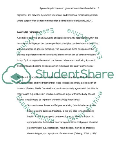 Ayurvedic Principles and General/Conventional Medicine