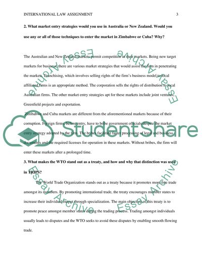 International Law Questions Assignment