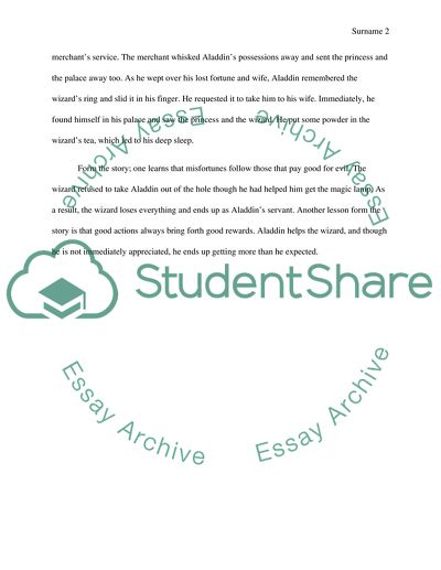 Summary of the Adventures of Aladdin