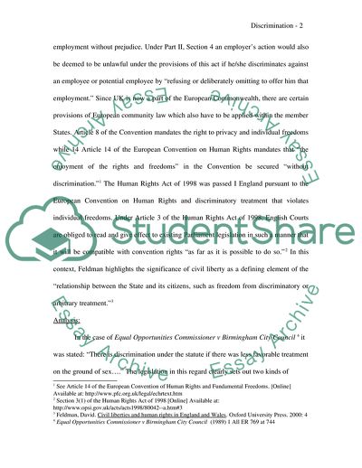 The Case of Discrimination