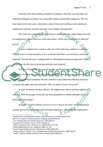 Implied Terms in Contracts