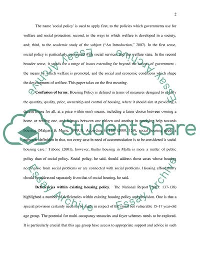 Contemporary housing issues in Malta: effects on young people