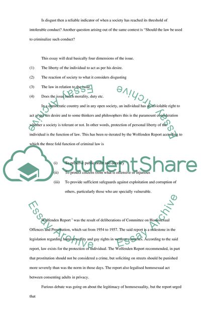 Disgust as an Indicator for Threshold of Society for Intolerable Conduct