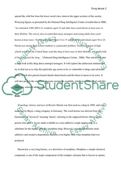 Herione Use and Teenagers