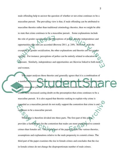 Crime Continues to Be a Masculine Pursuit