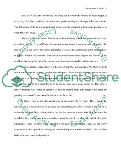 The Male Body: The Norm and Ideal Body in Medical Practice