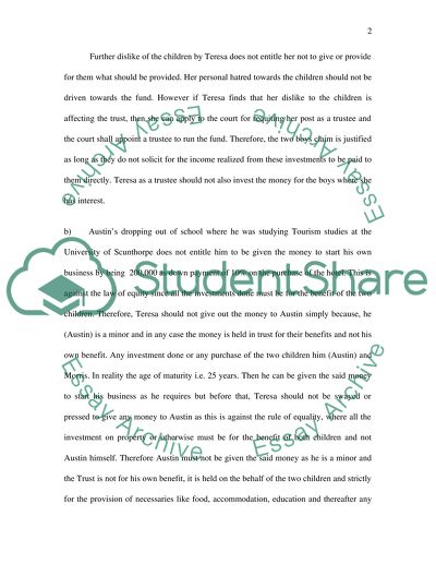 Law of Trusts and Advise to Teresa