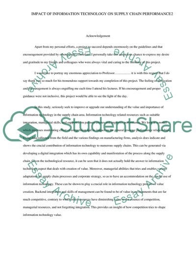 The Impact of IT on the Supply Chain Area