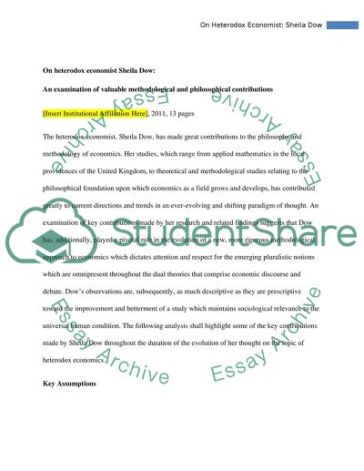 Heterodox Contribution of Sheila Dow